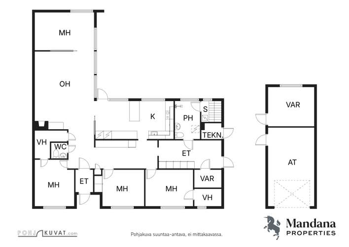 Omakotitalo, 5h, k, kph, s, 2 x et, 2 x vh, erillis-wc, 2 x var, autotalli, 140,5/168,5 m², Kaukovainio - Näkymä 2