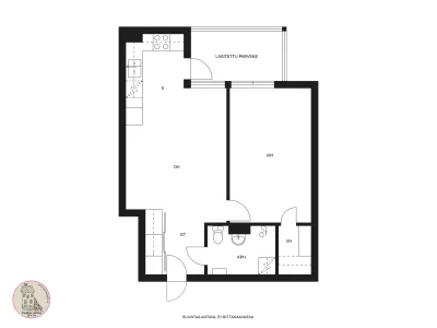 Kerrostalo, 2h, avokk, vh, lasitettu parveke, 45 m², Jaakkola - View 3