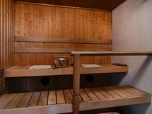 Saunassa on puukiuas, mahdollisuus sähkökiukaalle