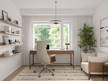 Työhuone / kirjasto keskimmäinen kerros