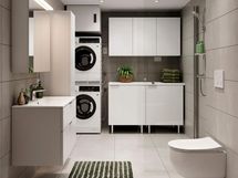 Mikäli et kaipaa omaa saunaa, tilaan voidaan toteuttaa kodinhoitopiste kaappeineen ja työtasoineen.