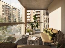 Alustava visualisointi 2. kerroksen vastaavasta 48-neliöisestä kodista (2h+kt+s)