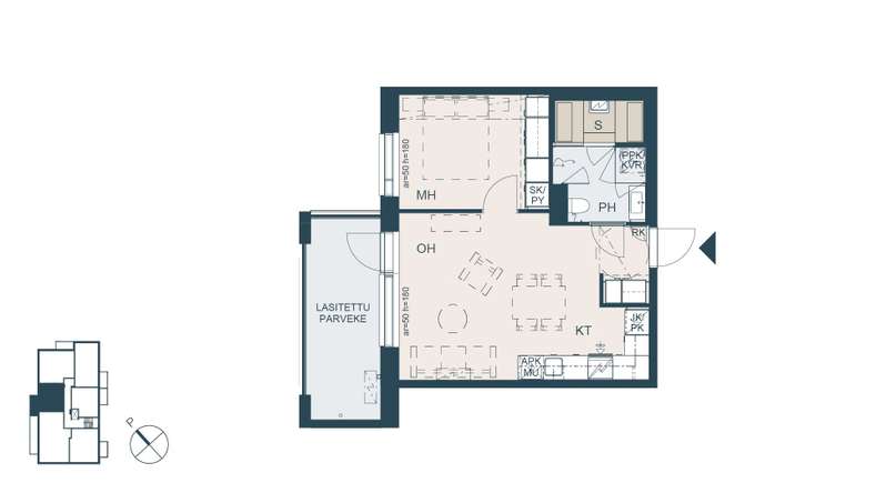 Kerrostalo, 2h+kt+s, 43 m², Hyrylä - Näkymä 2