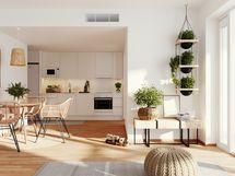 Havainnekuva asunnon A30 keittiöstä