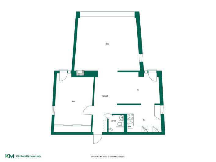 Kerrostalo, 3h,k, kph/wc, 2x ranskal. p, 85 m², Keskusta - Näkymä 2