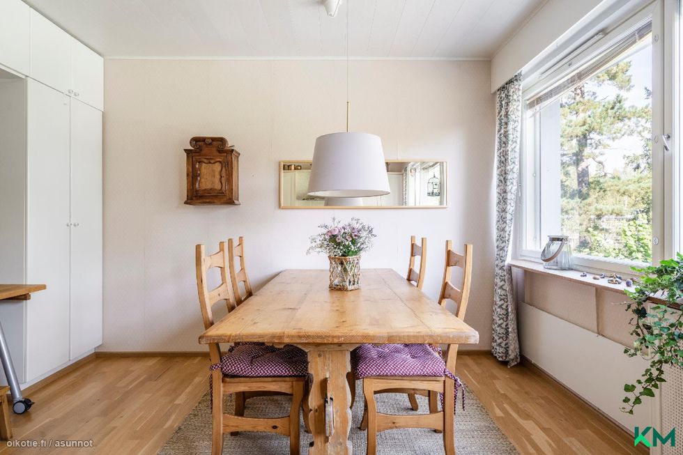 Keittiön viihtyistä ruokailutila - Kökets trivsamma matplats.