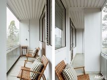 Koko huoneiston pituinen parveke