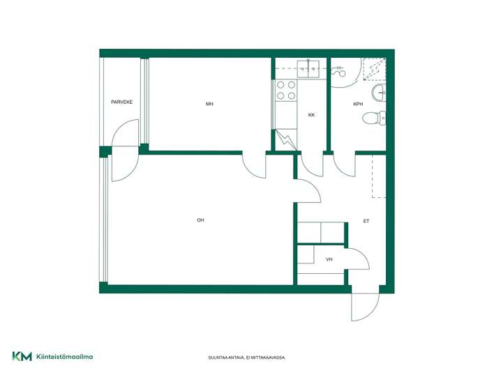 Kerrostalo, 2h, kk, kph, vh, lasitettu parveke, 43,5 m², Keskusta - Näkymä 3