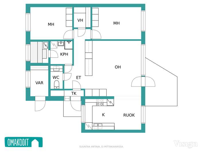 Rivitalo, 3h+k+s, 84 m², Keskusta - Näkymä 3