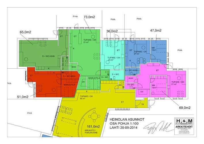 Rivitalo, 10h + avok + s + p, 700 m², Tommola – pohled 3