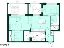 3h+kt+s, 75,0 m². Vaihtoehtopohjassa makuuhuoneen yhteydessä suurempi vaatehuone.