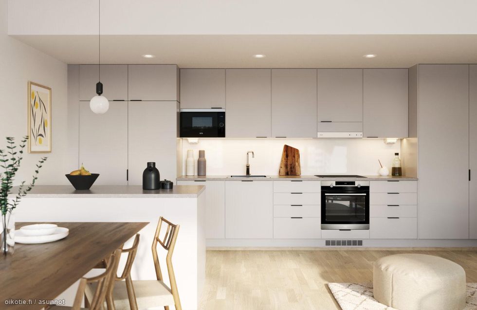 Keittiön havainnekuva vastaavasta asunnosta