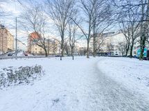 Harjutorin puistoalue vieressä.