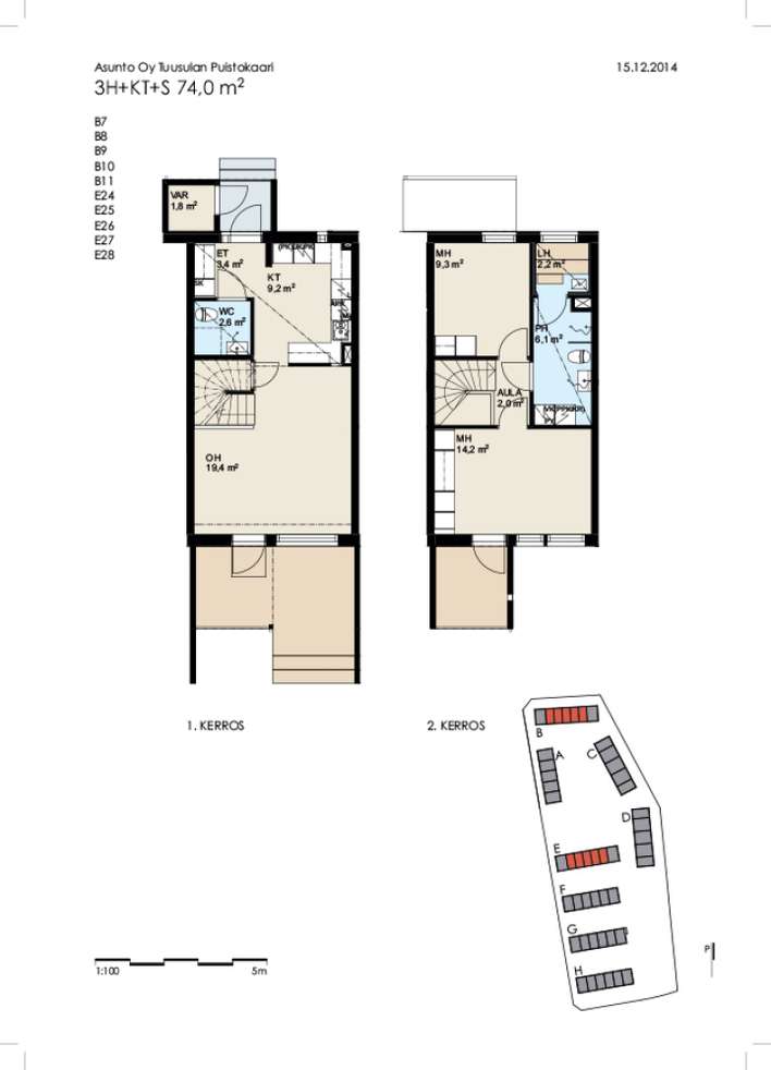 Rivitalo, 3H+KT+S, 74 m², Jokela - Näkymä 3