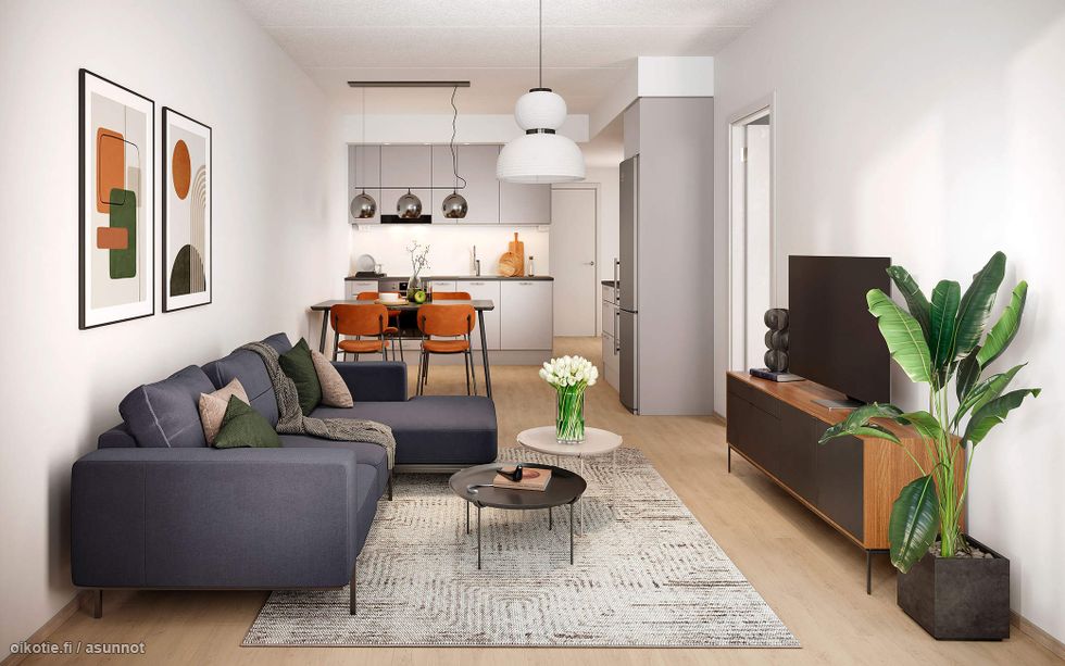 Visualisointikuva Renatan asunnosta A 5, A 10, A 15 ja A 20,  2h+kt+s, 49,5 m²