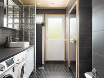 Kylpyhuoneessa hyvin tilaa pyykkihuollolle