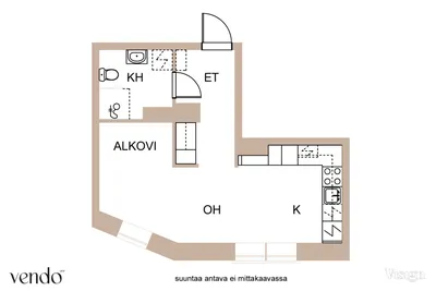 Kerrostalo, 1h+k+alkovi+kph, 30,5 m², Äijälänranta - Näkymä 3