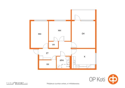 Kerrostalo, 3h,k,kph/wc,vh. Lasitettu parveke, 71,5 m², Kotkankallio - View 3