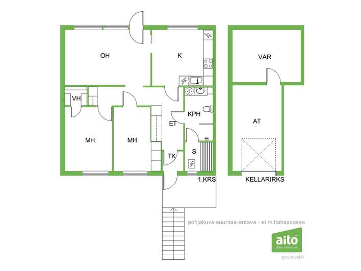 Paritalo, 3h, k, s, autotalli, varasto, puuliiteri, 85 m², Rantakylä - Näkymä 3