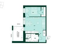 Kodin pohjapiirros (2h+kt+s, 48 m²)