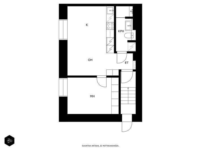 Kerrostalo, 2h, avok, kph (YJ:ssä 2H+K), 50 m², Ullanlinna - Näkymä 2