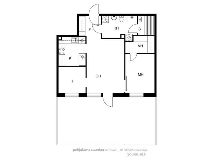 Kerrostalo, 3h, k, vh, wc/psh, s (yhtiöjärjetyksen mukaan 2h,k,s), 60 m², Tehdas – pohled 3