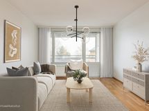 virtuaalikalustettu olohuone