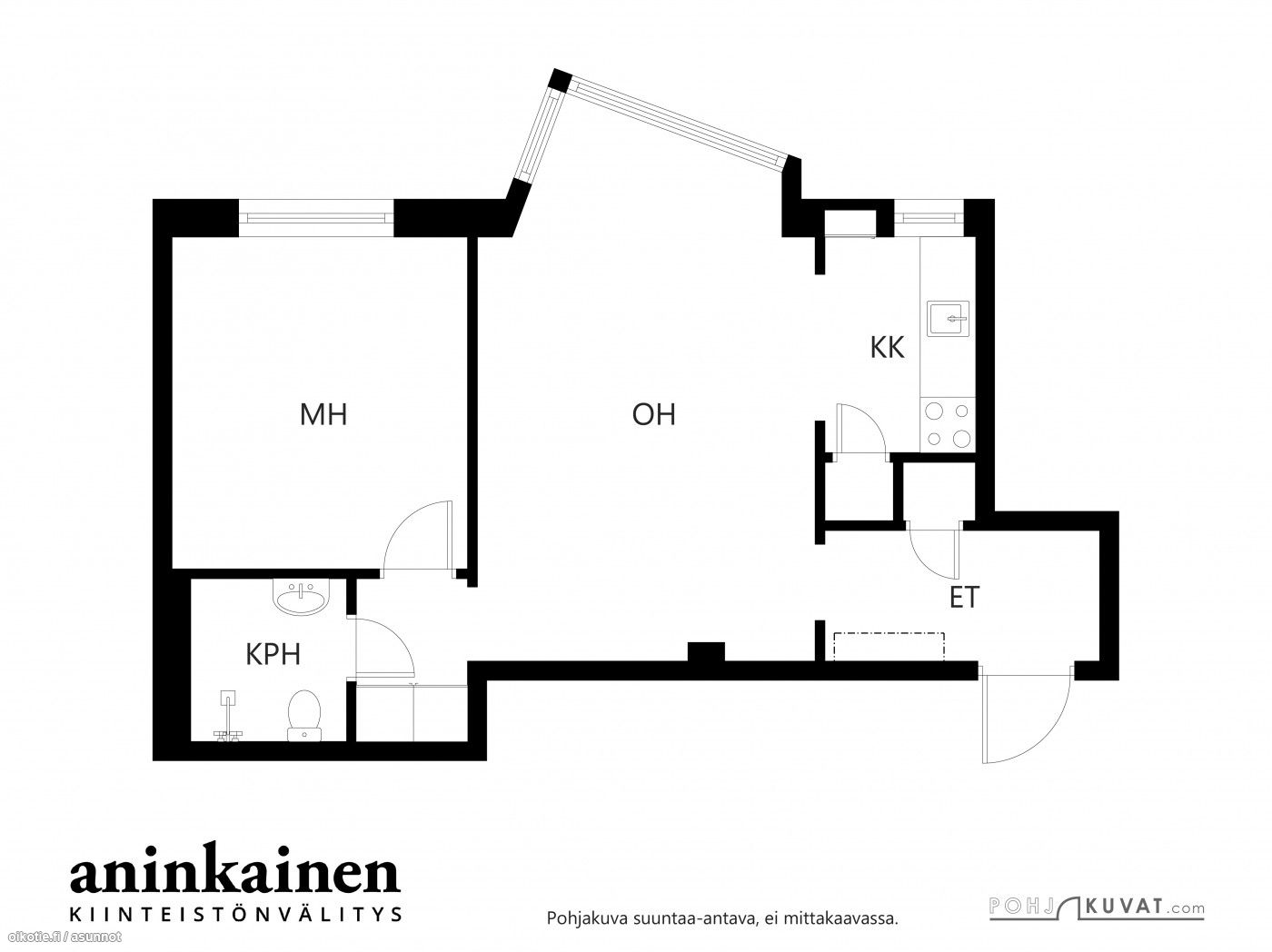 39 m² Läntinen Pitkäkatu 11, 20100 Turku 2h+kk+mh+wc/kph – Oikotie 17110866  – SKVL