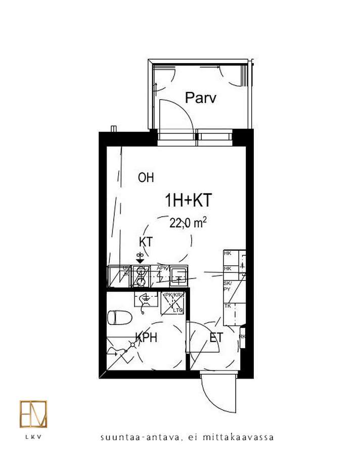Kerrostalo, 1h, k, kph/wc, lasit.parv, 22 m², Kaleva - Ansicht 2