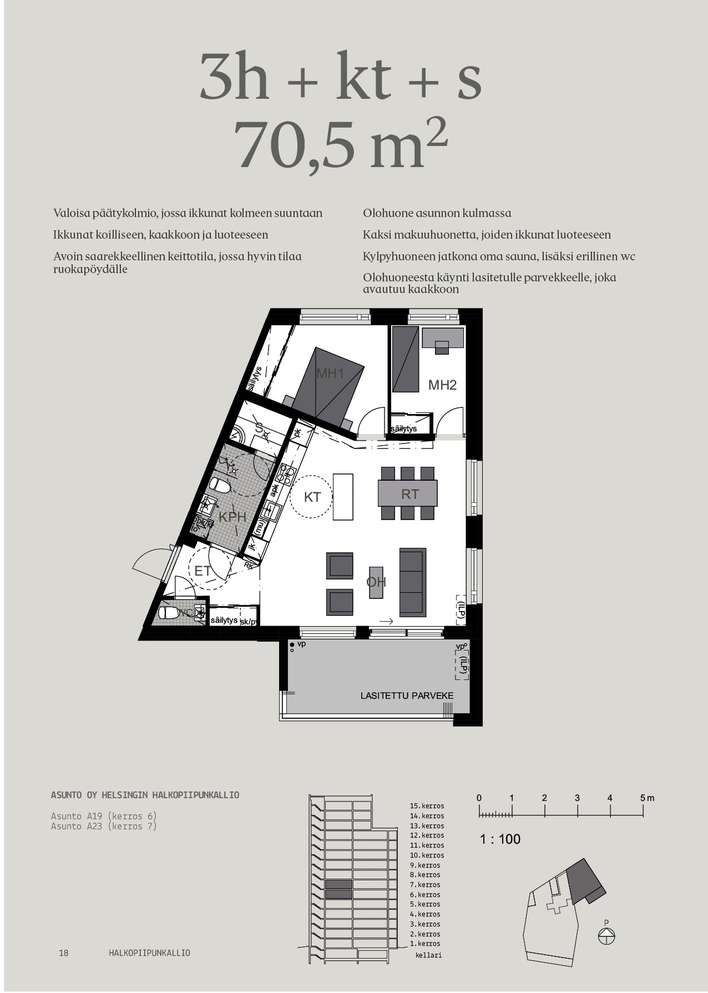 Kerrostalo, 3h+kt+s, 70 m², Pasila - Näkymä 2