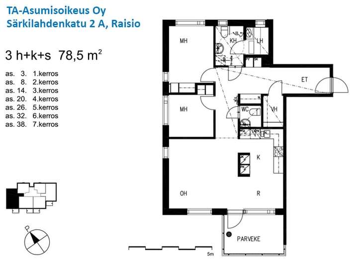 Kerrostalo, 3h+k+s, 78,5 m², Varppeenseutu - Näkymä 2