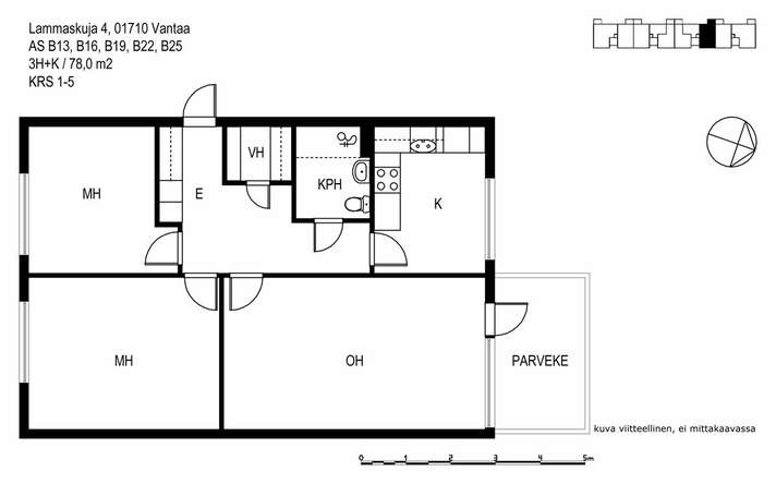 Kerrostalo, 3H+K, 78 m², Pähkinärinne - Näkymä 3