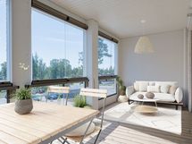 Lasitetulta parvekkeelta näkymät jopa merelle