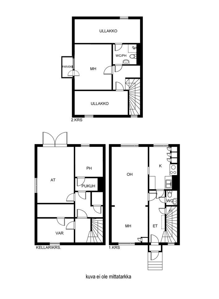 Paritalo, 3h+k+wc+kph/wc+ullakko+kellarissa pesuhuone+pukuhuone+ask.h+talli, 79/112 m², Vähäheikkilä - Widok 2