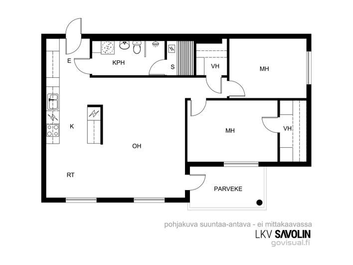 Kerrostalo, 3h, k, ph, s, 2vh, parveke, 74 m², Tourula - Näkymä 2