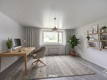 Stailattu alakerran työ/makuuhuone