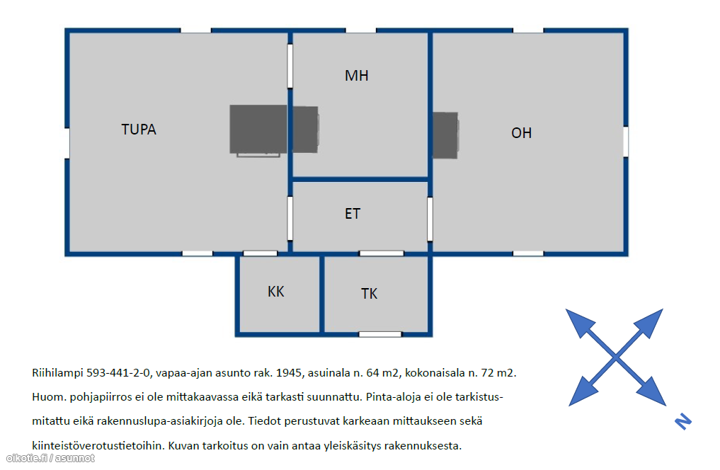 64 m² Nurkkalantie 49 A, 77570 Pieksämäki 3h + kk – Oikotie 17221425 – SKVL