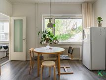 Olohuoneessa hyvin tilaa ruokapöydälle