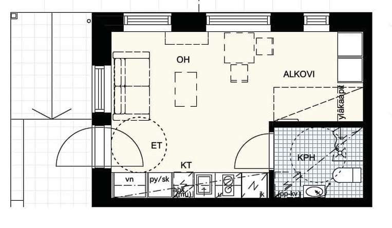 Kerrostalo, 1h+k+kph+alk+terassi, 23 m², Kivistö - Näkymä 3