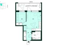 Kodin pohjapiirros (2h+kt, 37 m²)