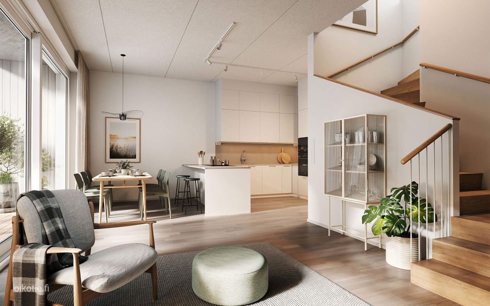 Visualisointikuva rivitalokodista B 07 (5h+kt+s, 135,5 m²)