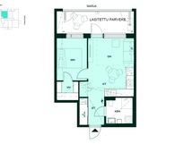 Kodin pohjapiirros (2h+kt, 40,5 m²)