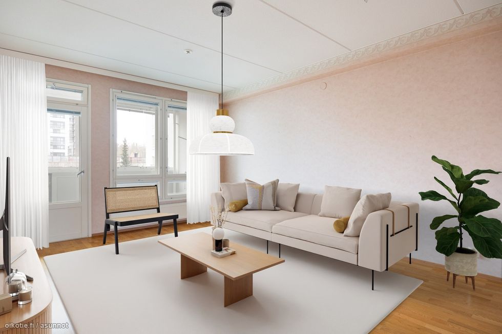 Digistailattu kuva olohuoneesta