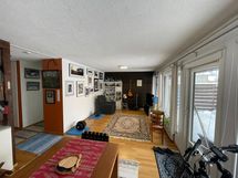 Tilava olohuone,käynti pihalle