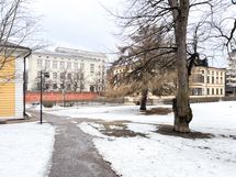 Suosittu Sinebrychoffin puisto viiden minuutin kävelymatkan päässä.