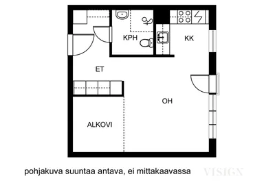 Kerrostalo, 1h+kk, 32,5 m², Peltola - View 2