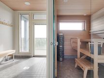 Taloyhtiön saunatila.