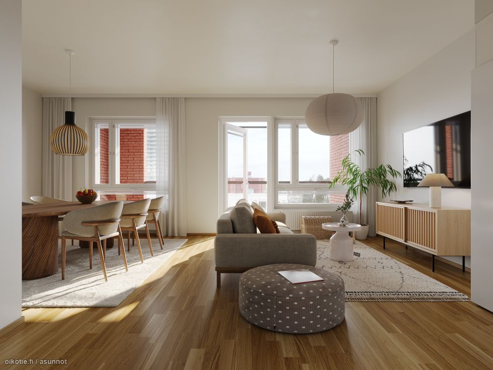 A38, 3-4h+kt, 74,5 m2, olohuone, taiteilijan näkemys