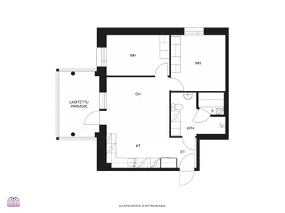 Kerrostalo, 3h+tk+s, 59,5 m², Etu-Lyötty - View 2