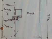 Ruskean saunamökin pohja.